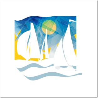 Abstract Nautical Sailing Regatta Posters and Art